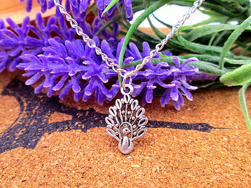 3 шт./лот Павлин 12x19 мм Античное серебряное ожерелье с подвеской ювелирные изделия