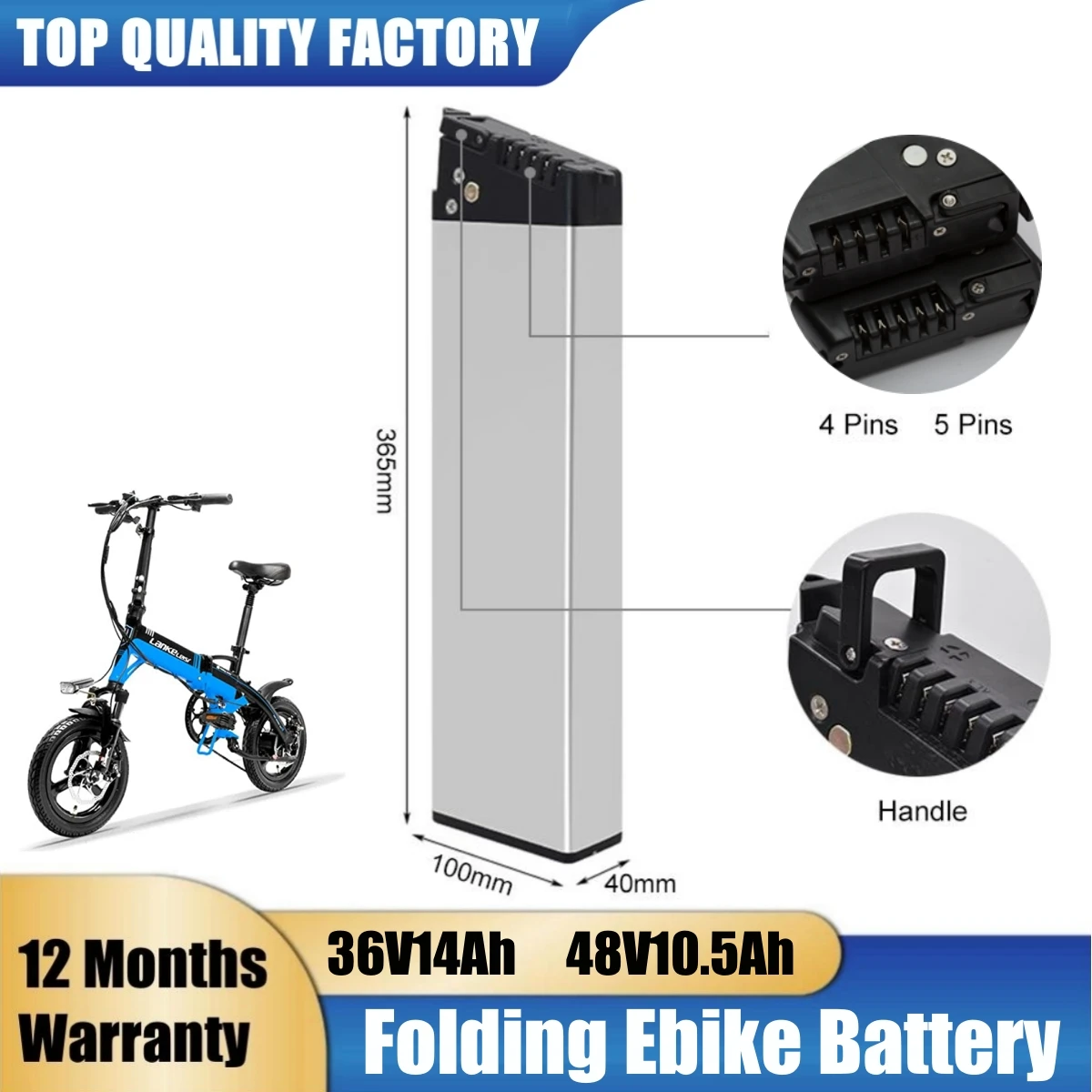 

Lithium Battery for Lankeleisi A6 Ebike, Folding Electric Bike Batteries, 36V, 10Ah, 12.8Ah, 14Ah, 48V, 10.5Ah
