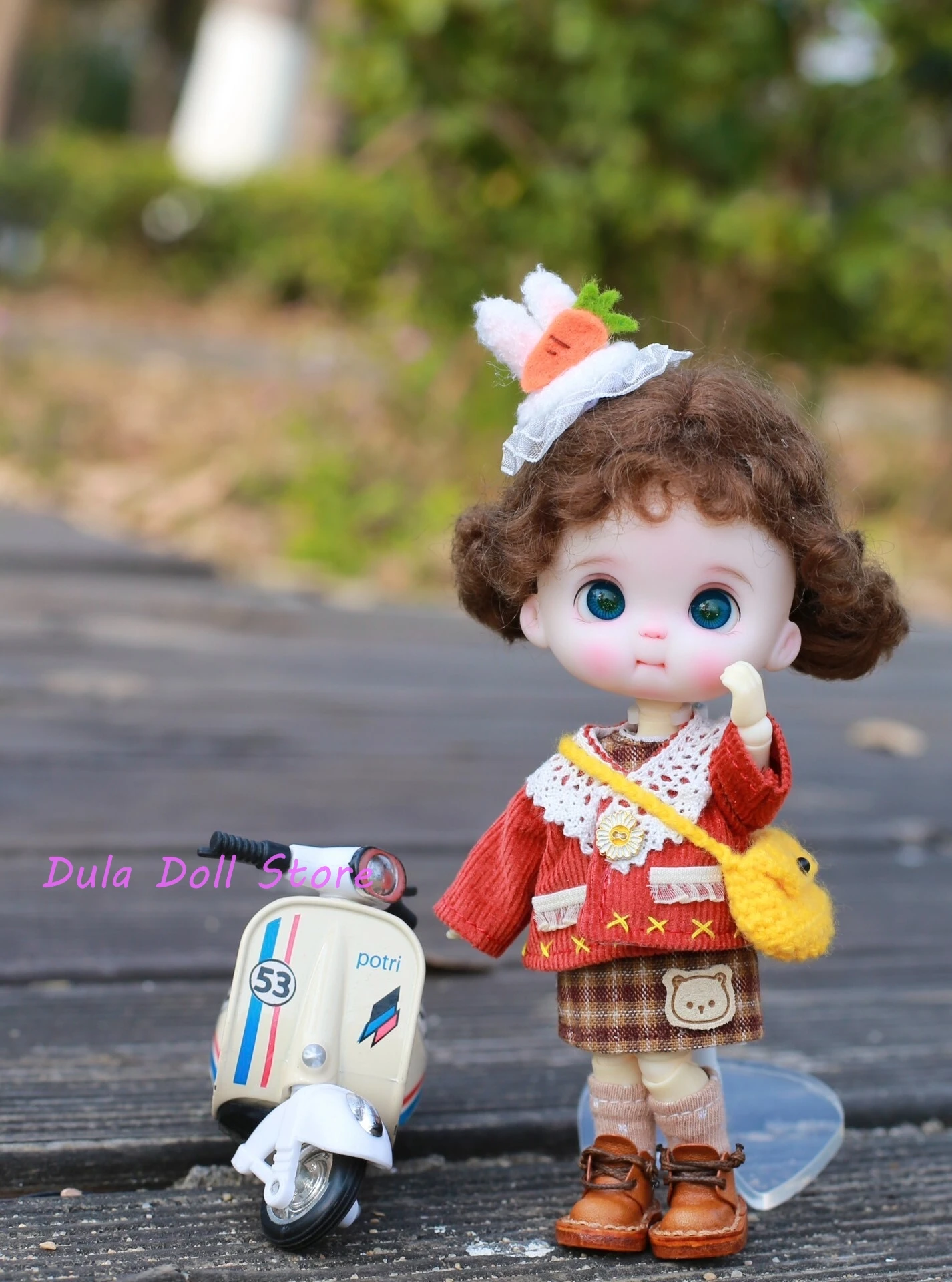 Фото S Dula Doll Одежда Заколка для волос с кроличьими ушками, комплект пальто для куклы ob11 GSC №2