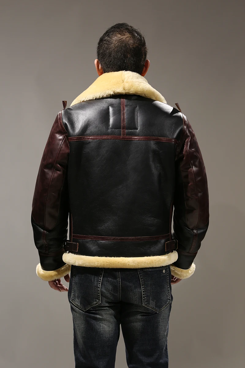 Зима B3 утолщенная искусственная кожа Мужская Роскошная оригинальная коровья с