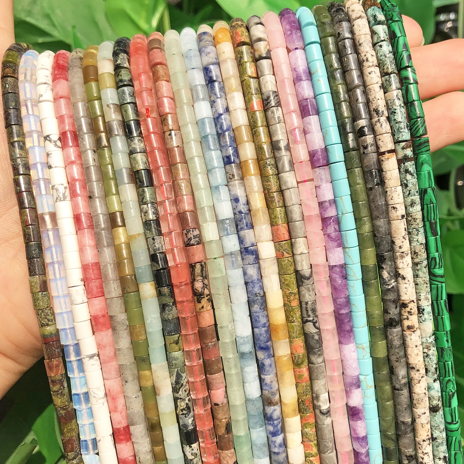 4x4 мм Природный Амазонит, опал, лабрадорит, карта, нефриты, каменные бусины, в форме колонны, свободные разделительные бусины, браслет