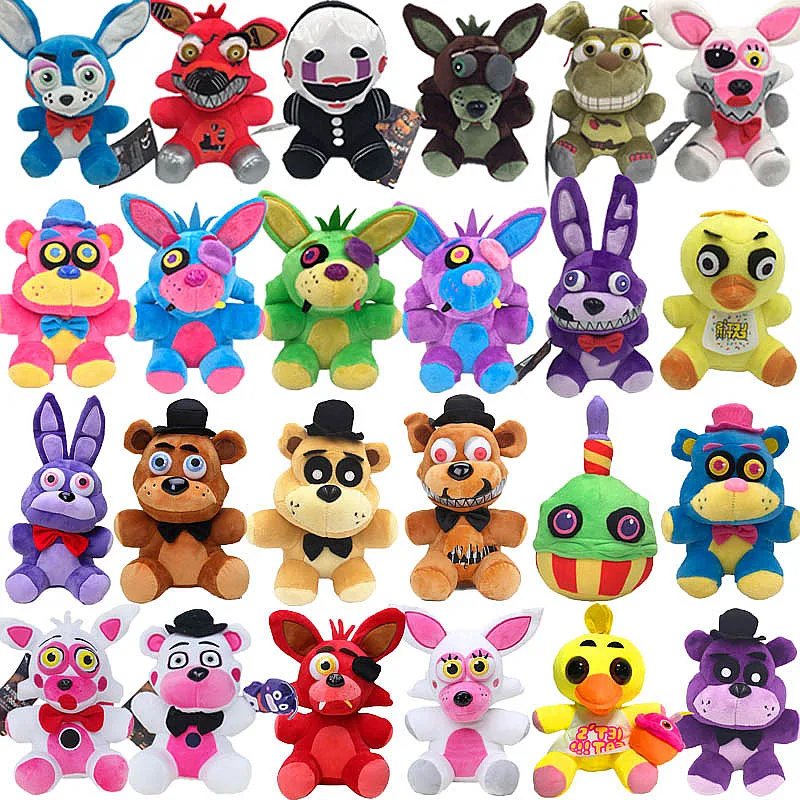 

1pc FNAF Plush Toys Freddy Bear Foxy Chica Clown Bonnie Soft Stuffed Animals Peluche Toy Doll for Kids Birthday Christmas Gifts