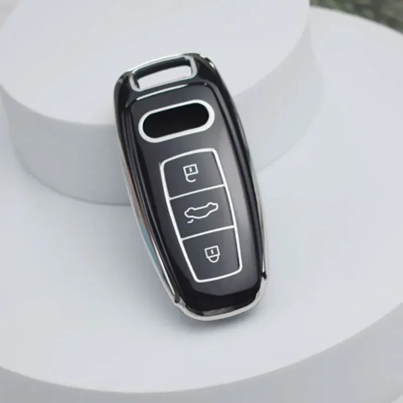 Чехол для ключей Audi A3 A4 B9 A6 C8 A7 S7 4K A8 D5 S8 Q7 Q8 SQ8 E-tron 2018 2019 2020 2021 2022 Shell Fob Аксессуары