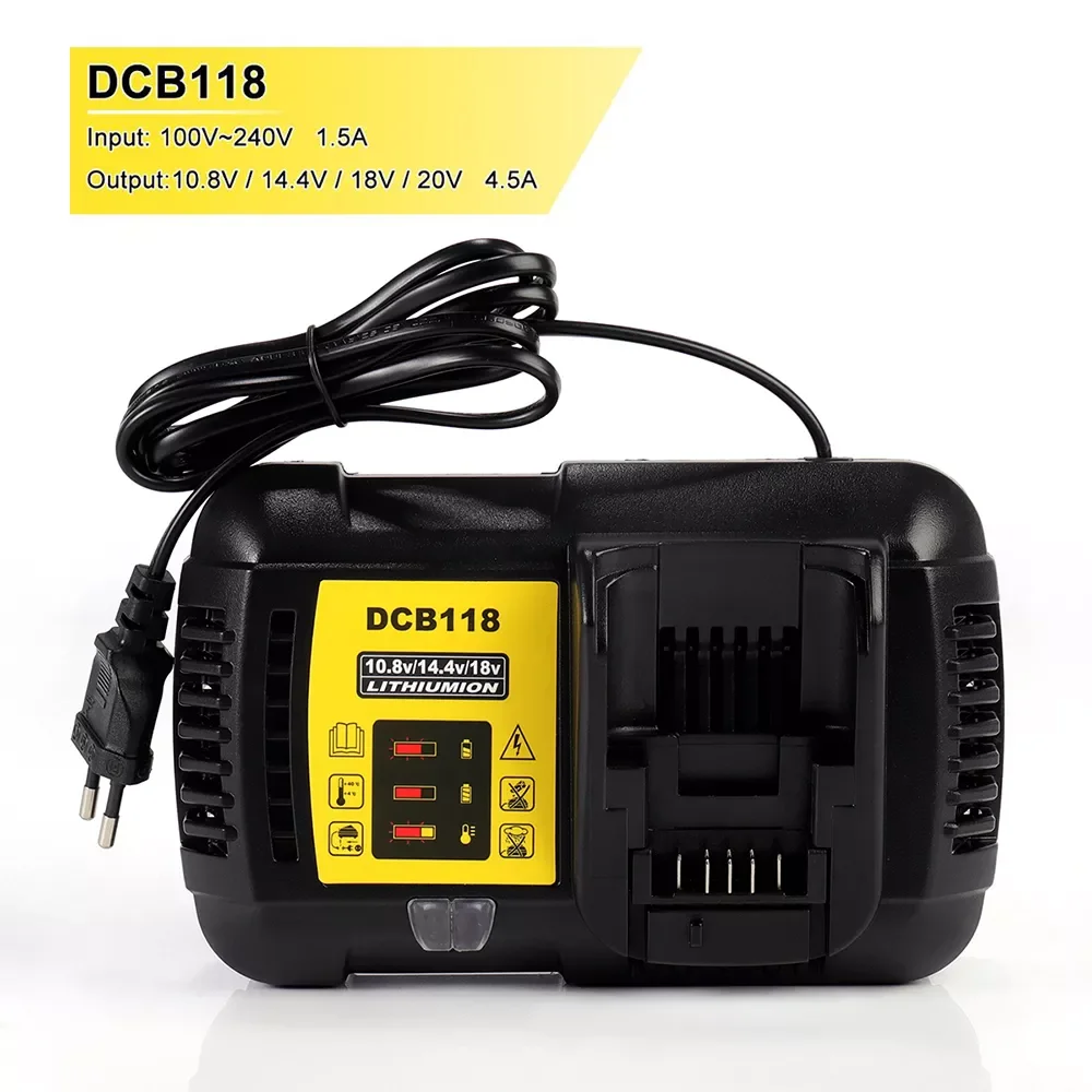 

DCB118 battery charger for De-Walt Battery 10.8V 12V 14.4V 18V 20V DCB200 DCB101 DCB115 DCB107 DCB105 DCB140 &DCB112