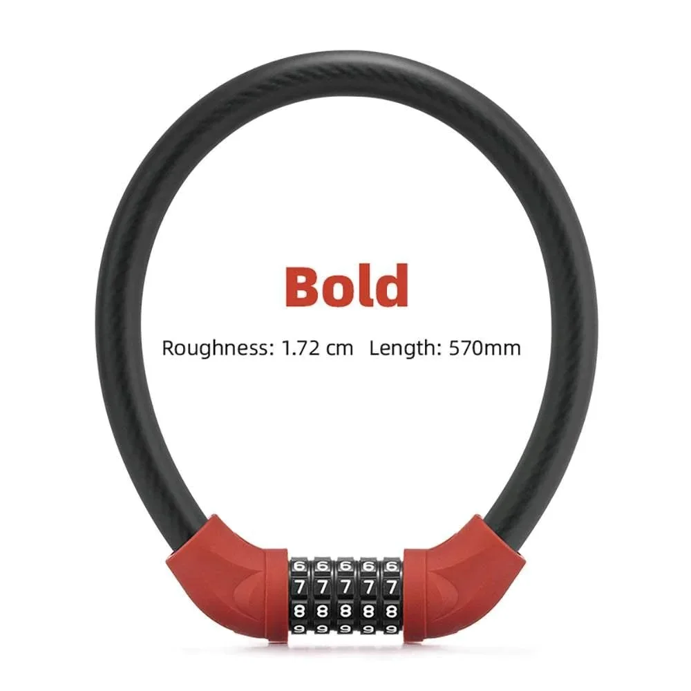 Велосипедный замок со стальным пятизначным кодом защита от кражи 1 72 см толстый