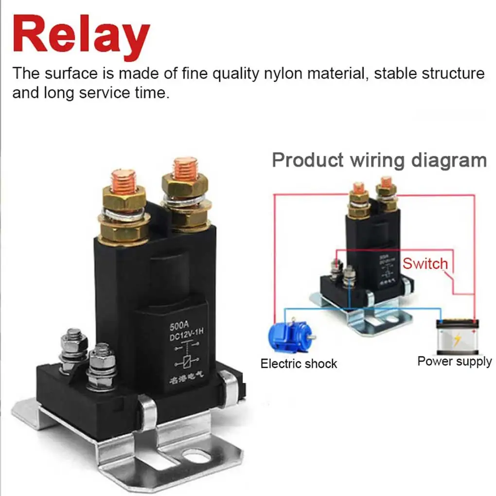 

Dual Battery Isolator Relay 500A Car Power Switch Auto Start Contactor Lightweight Automobile Starter Solenoid Relays 12A