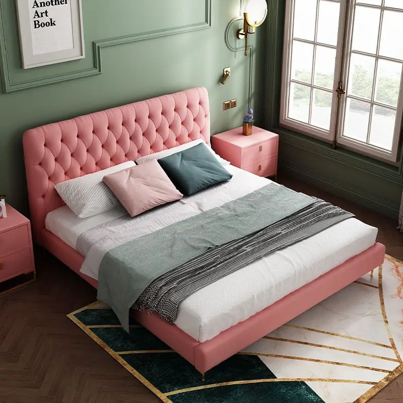 Дизайнерская европейская двуспальная кровать Princess Storage Квартира в американском