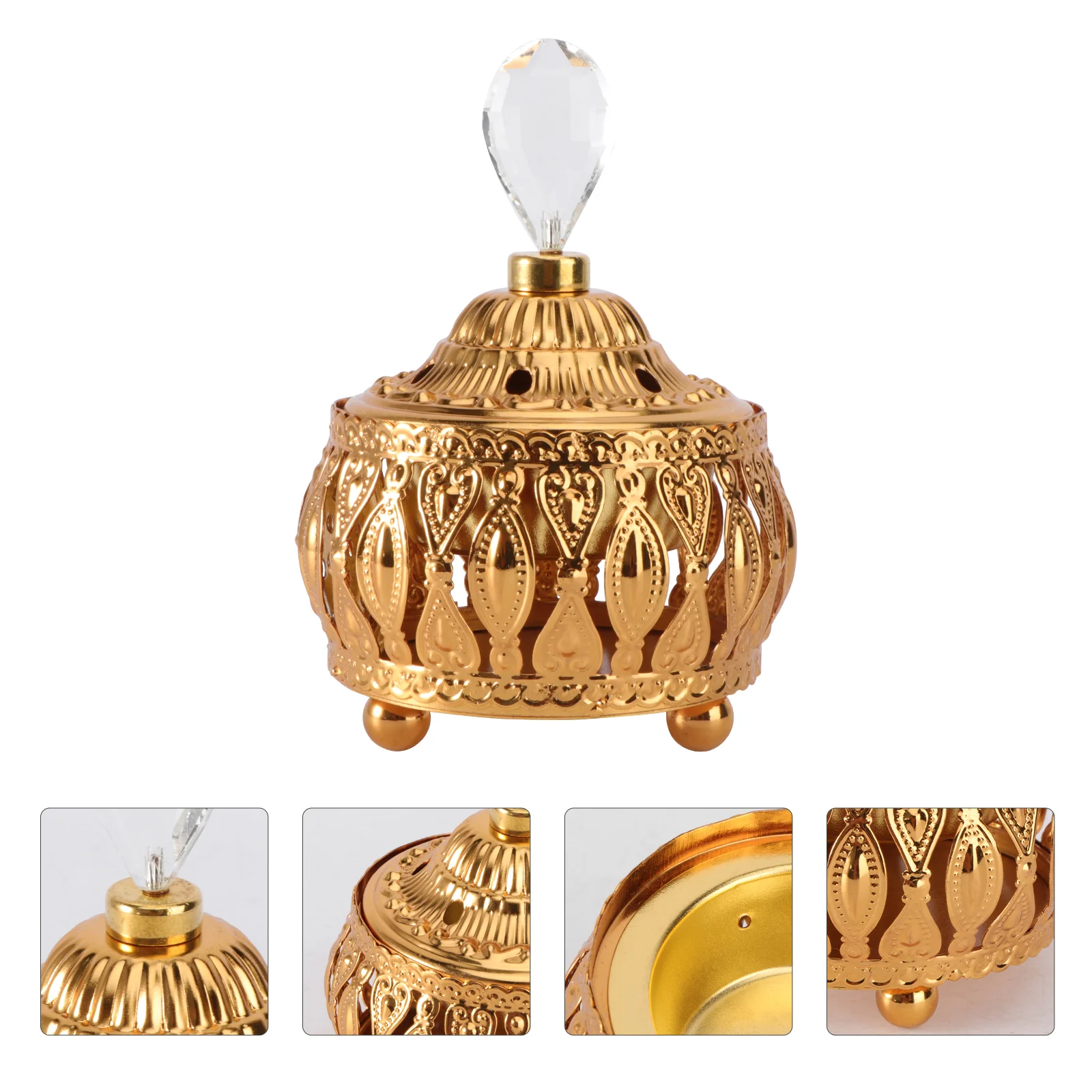 

Holder Carved Burner Censer Aromatherapy Beautiful Decoration Box Practical Bakhoor Vintage Lotus Alloy Zinc Shape Ornament