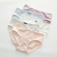 japanese solid color cotton panties fashion simple bow girl underpants seamless breathable lady briefs girls smooth plain panty