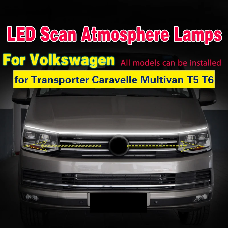 

For Volkswagen VW Transporter Caravelle Multivan T5 T6 Led Daytime Running Lights DRL With Start Scan Universal Light Strip 1PCS