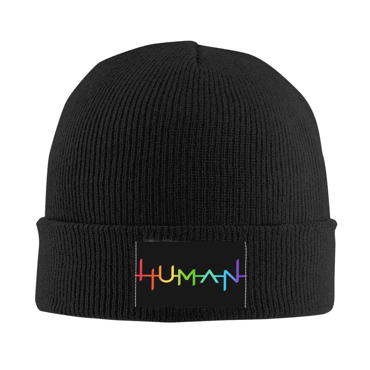 

Human LGBT Rainbow Flag Knitted Caps Women's Men's Beanie Autumn Winter Hat Acrylic Gay Pride Month Casual Cap