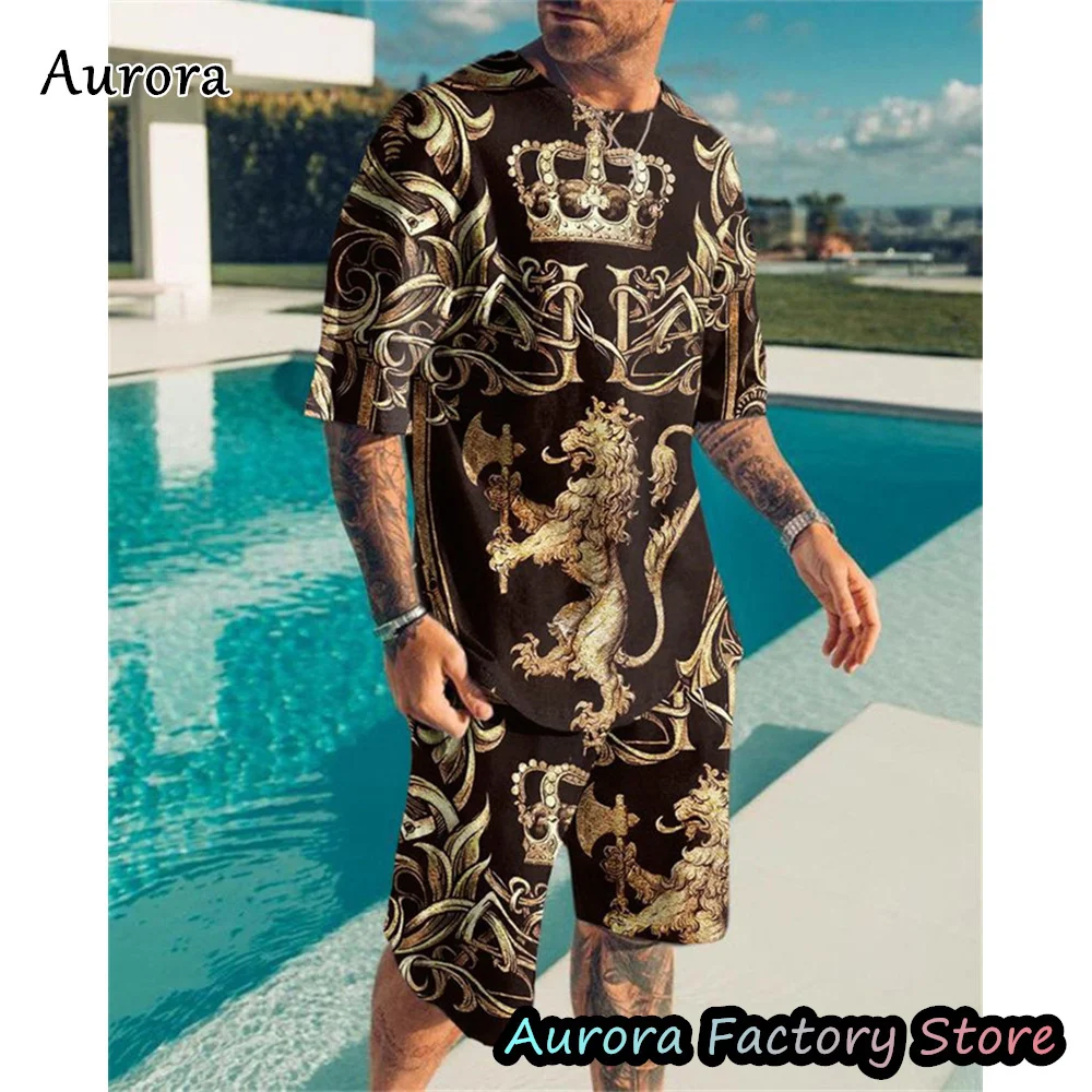 

Summer Men's Luxurious T-Sirt Sorts Set Vintae Tracksuit Casual Stylis Outfit Fasion Join Suit Male Lare Size Clotin
