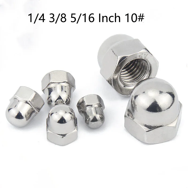 

1Pcs Acorn Cap 1/4 3/8 5/16 Inch 10# Stainless Steel Decorative Cap Blind Nuts Caps Covers Hex Dome Acorn Nut Grade 4.8