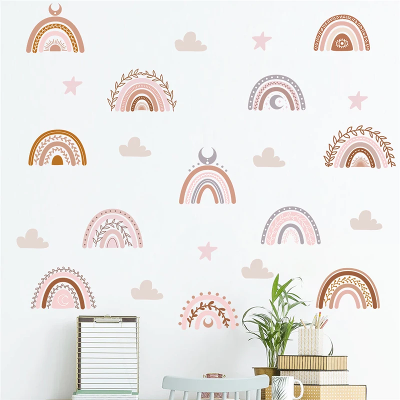 Красивые радужные наклейки на стену для детской комнаты спальни украшение дома