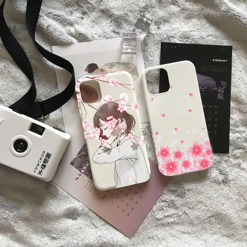 

Cute Bumper flower Girl petals Phone Case Candy Color for iPhone 6 7 8 11 12 13 s mini pro X XS XR MAX Plus