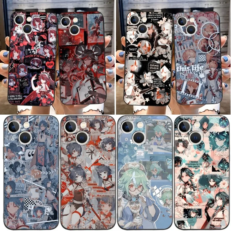 Genshin Impact Anime Phone Case For Iphone 12 Pro Max 11 13 Xr X Xs Mini Pro Max For 6 6s 7 8 Plus Funda Cover Mobile Phone Bag