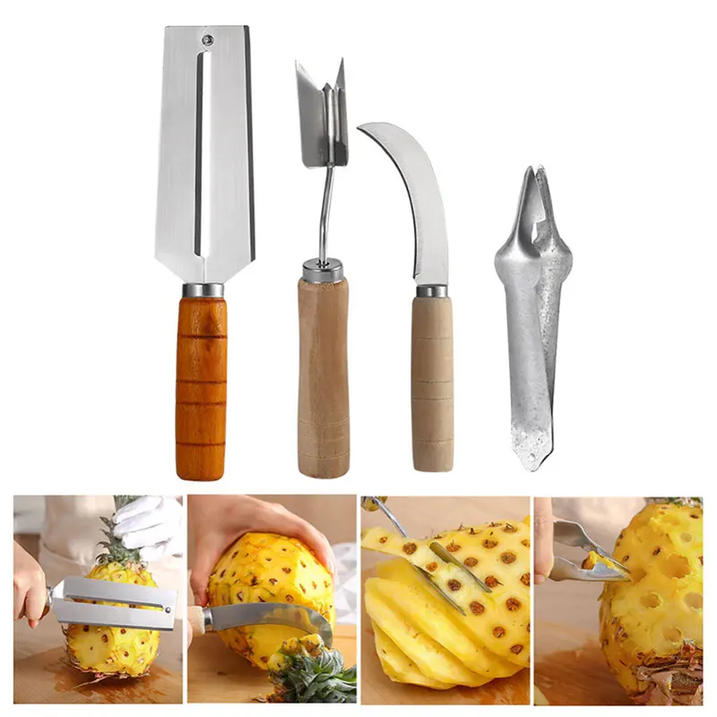 

Stainless Steel Pineapple Peeler Seed Remover Easy Sugarcane Knife Cutter Vegetable Fruit Salad Kitchen Gadgets