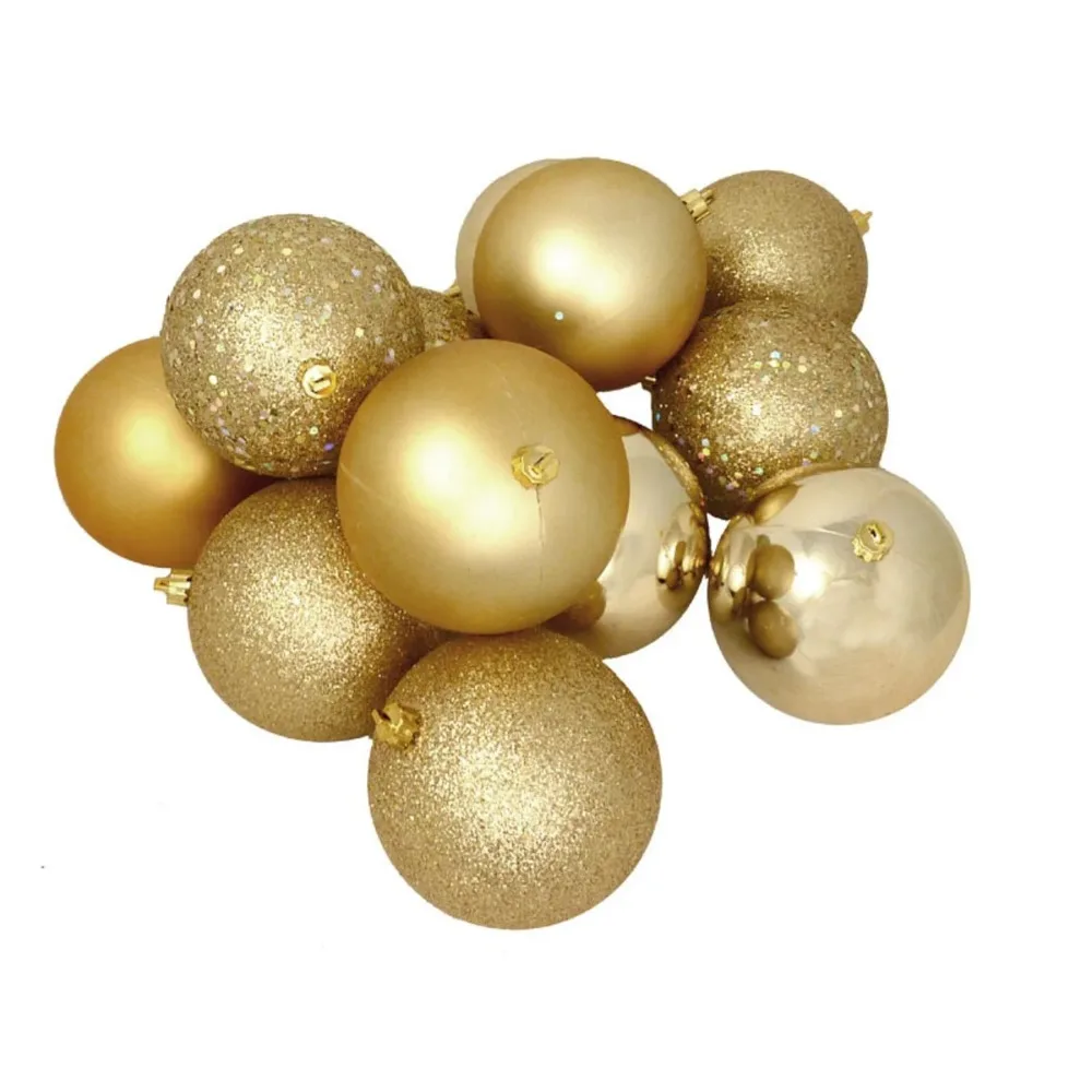 

16ct Vegas Gold Shatterproof 4-Finish Christmas Ball Ornaments Christmas Tree Decorations Decoration 2024 Supplies Balls Festive