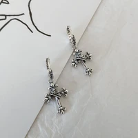 fmily minimalist cross earrings s925 sterling silver retro fashion temperament exaggerated hip hop jewelry for girlfriend gift