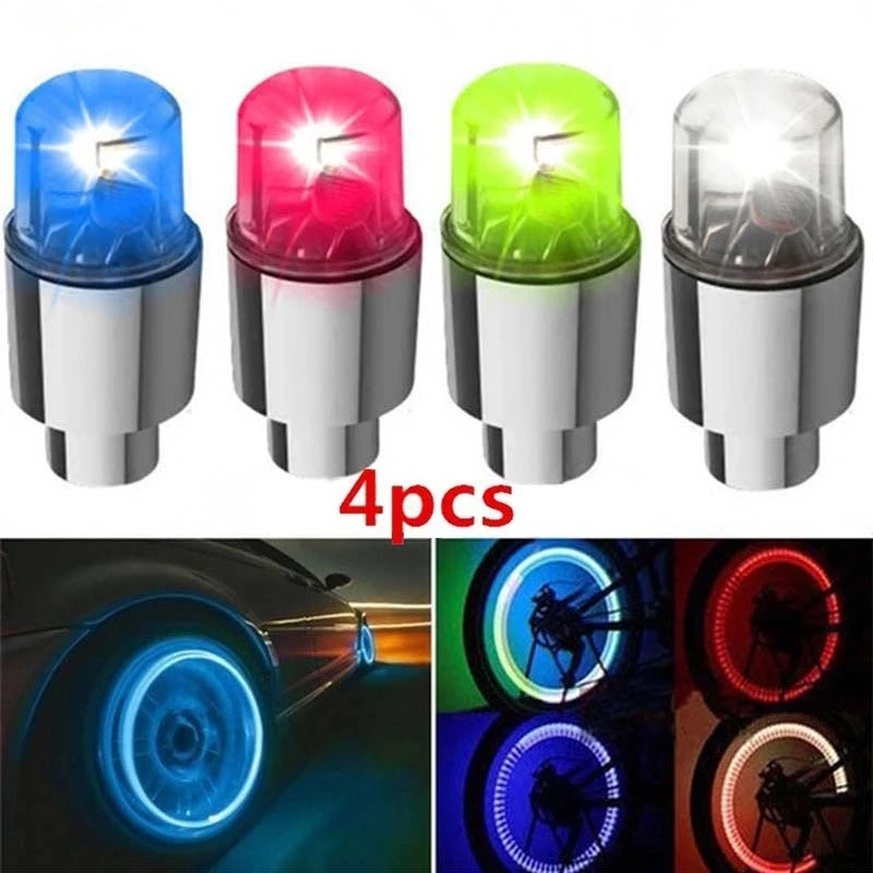 

4pcs Cars Wheel Caps Decotation Cars Light For Tire Hub Lamp Bike Wheel Deco LED Tire Valve Caps Auto Cars Accessories