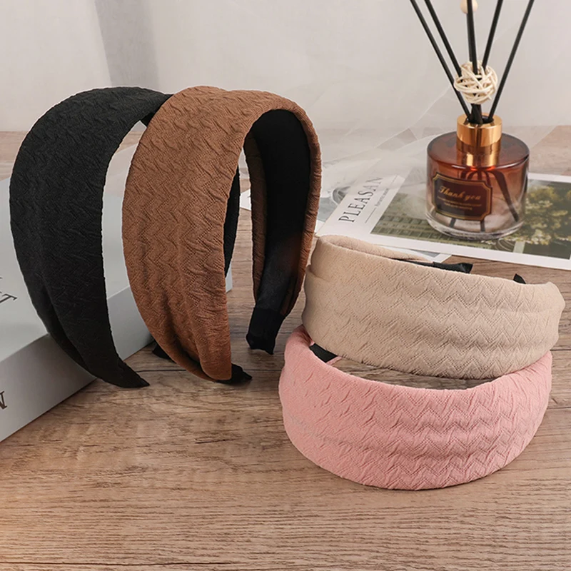 

Vintage Solid Color Hairband Girls Wide Headband Elastic Hair Hoop Cloth Fashion Headbands Headwear Hair Accessories for Women