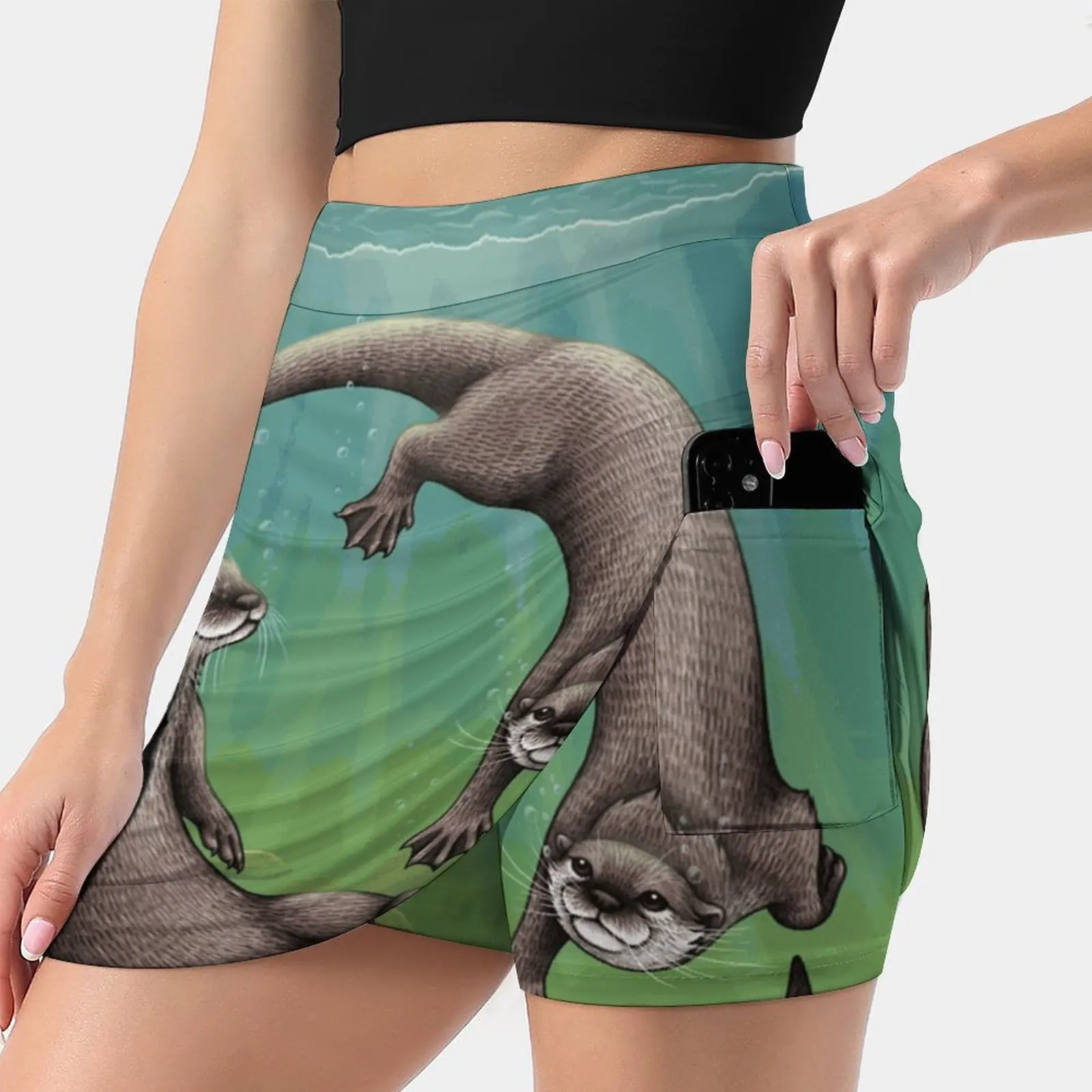 

Юбка-мини женская трапециевидная с карманами и вырезом