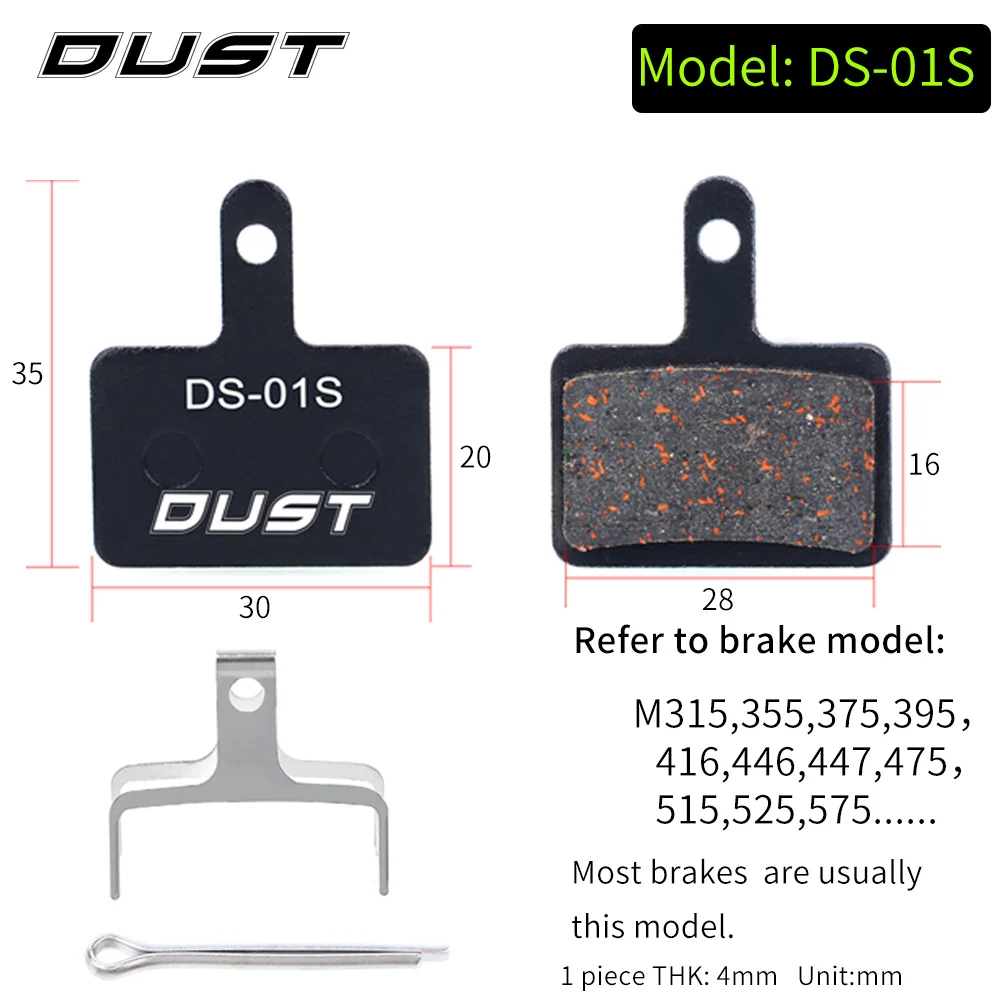 Комплект полуметаллических тормозных колодок DUST 1 для гидравлических дисковых тормозов велосипедов MTB, запчасти для горных велосипедов, совместимые с SHIMANO XT XTR M315, SRAM Avid BB5 BB7 E1 E3 (art.: 3920db71cd359) - 3920db71cd359