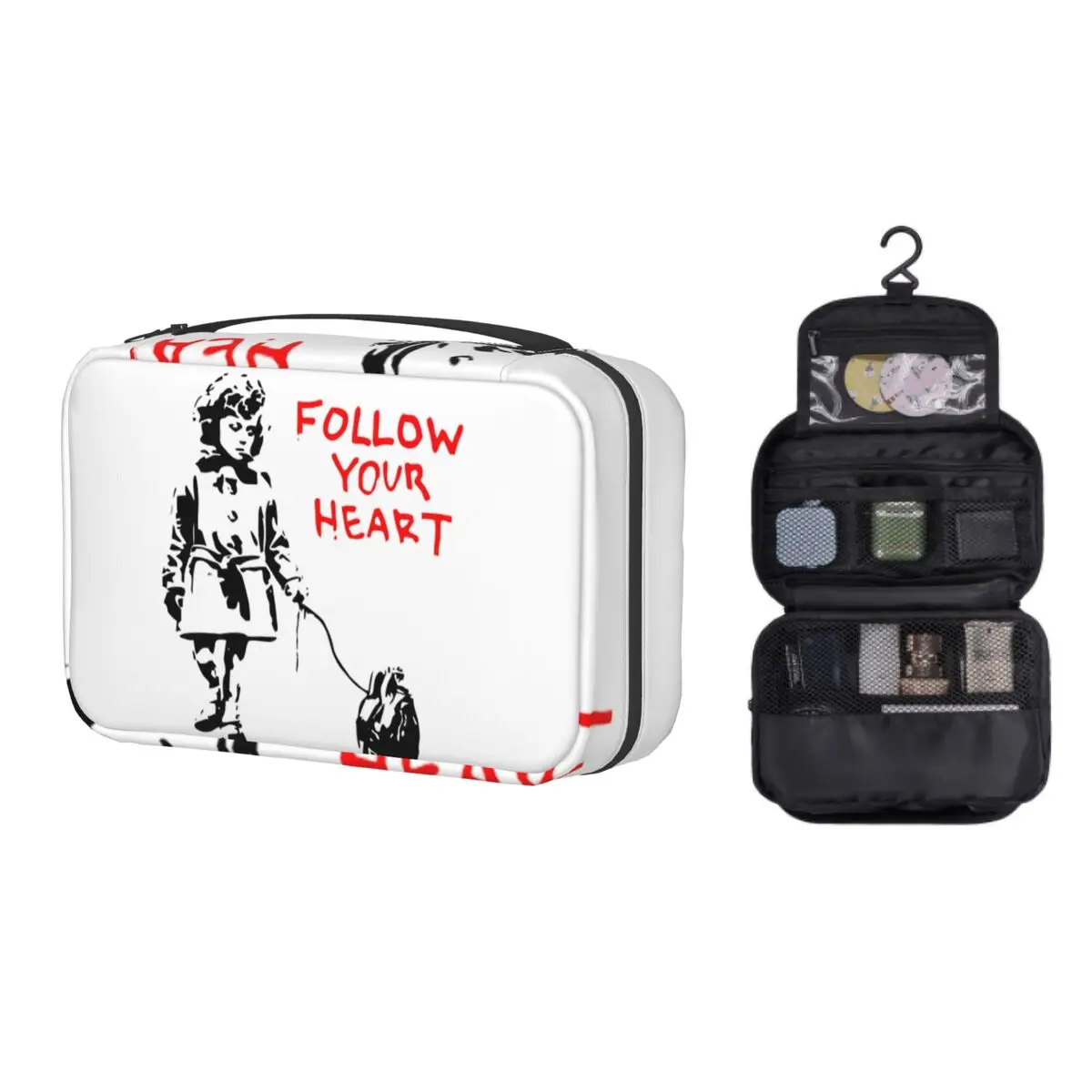 

Подвесная дорожная косметичка Banksy Follow Your Heart, портативная косметичка в уличном стиле, органайзер для косметики, чехол