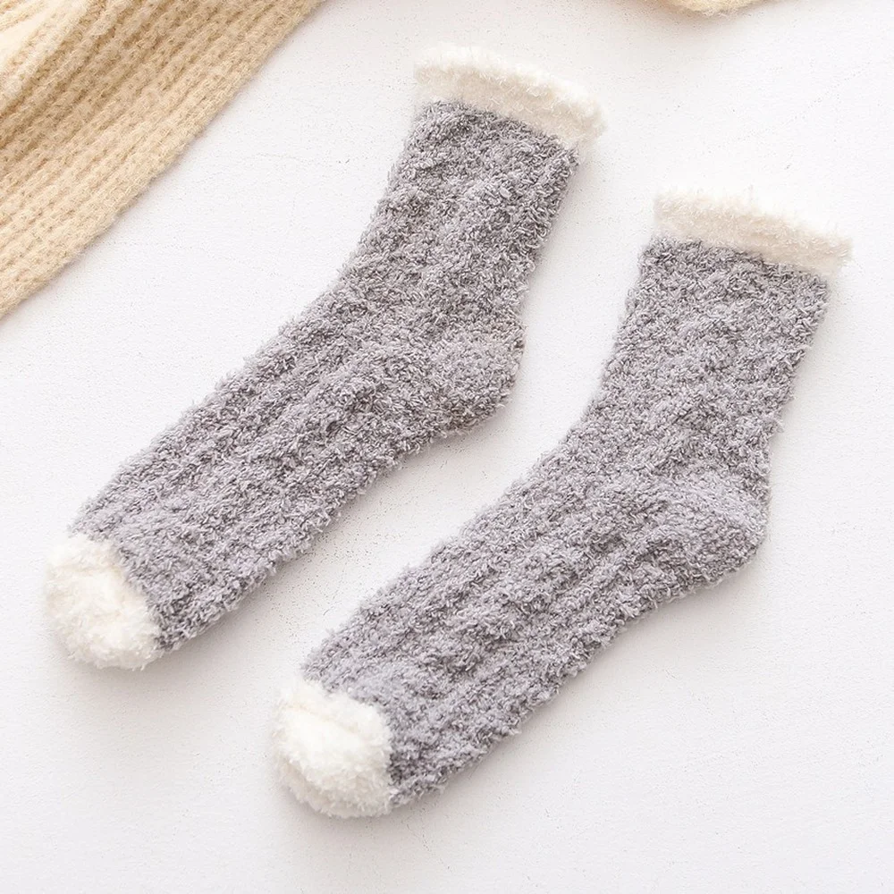 7 Pairs Women's Winter Coral Fleece Socks Thickened Warm Confinement Sleep Socks Towel Home Floor Women Socks