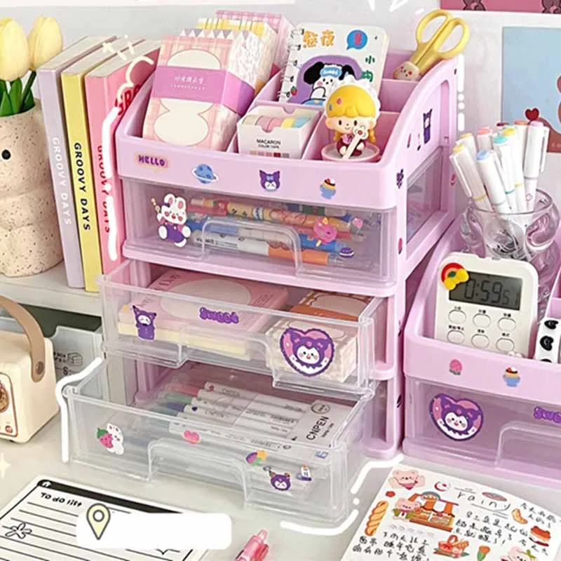 Кавайная серия фиолетовых цветов вместительный органайзер для хранения