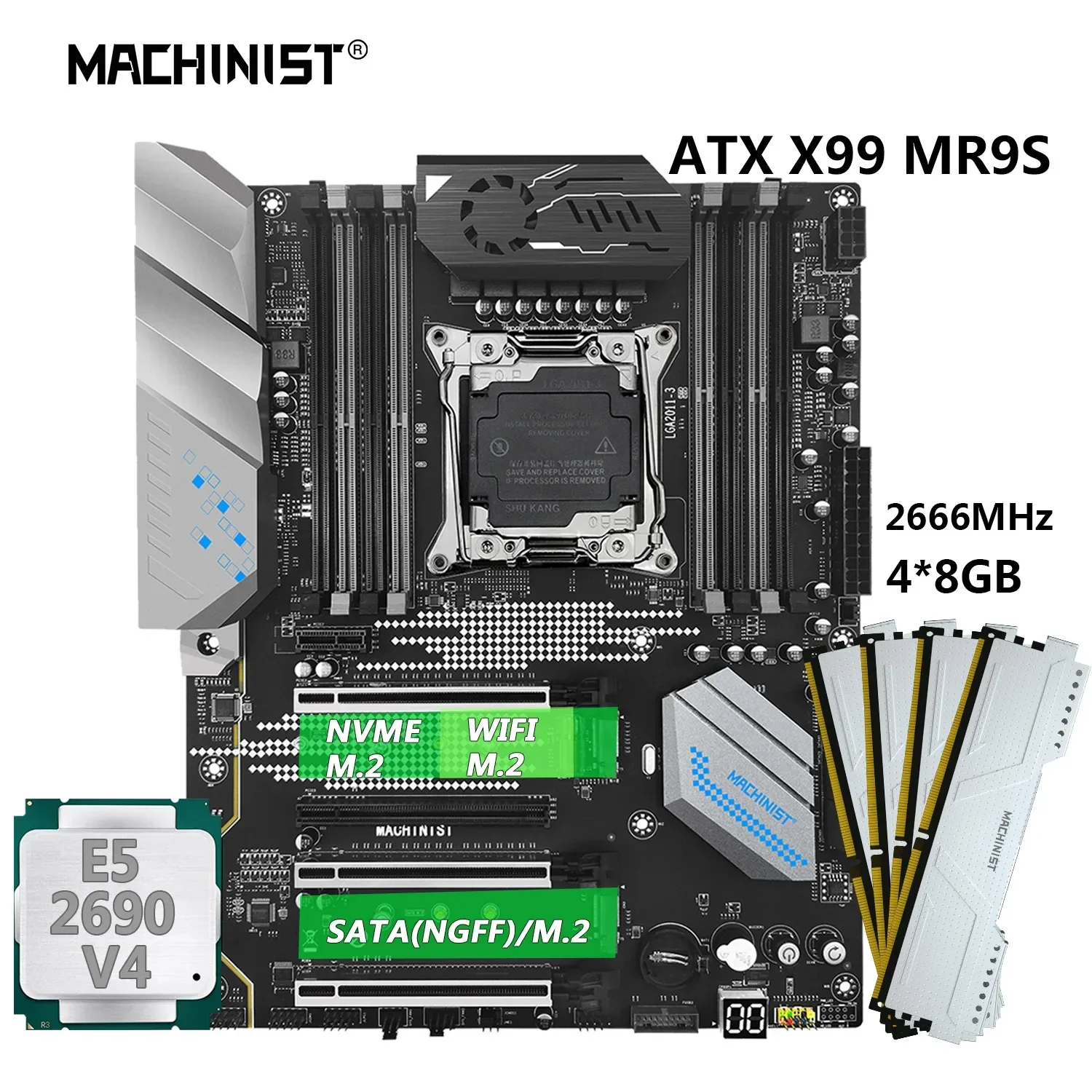 MACHINIST X99 MR9S Комбинированная материнская плата LGA 2011-3 Xeon E5 2690 V4 Комплект процессора