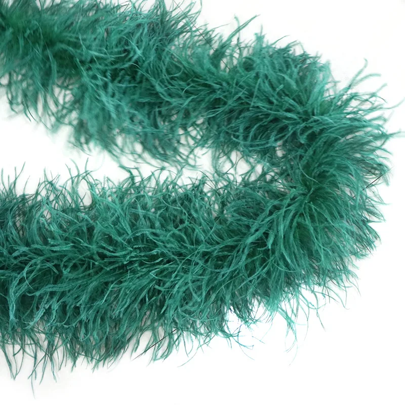 

2 Meters/lot 6 Layer Dark green Ostrich Feather Boa Home Feathers for Craft Carnival Christmas Party Plumes