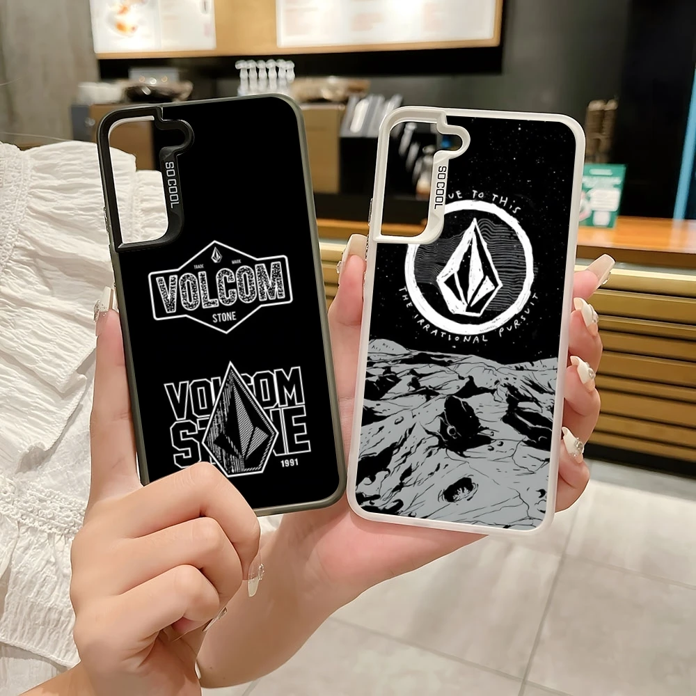 C-Cultural-Y-Youth-V-volcomS Phone Case Colored Silver Trendy For Samsung S 22 23 24 Note 20 Ultra Plus PRO FE Cover