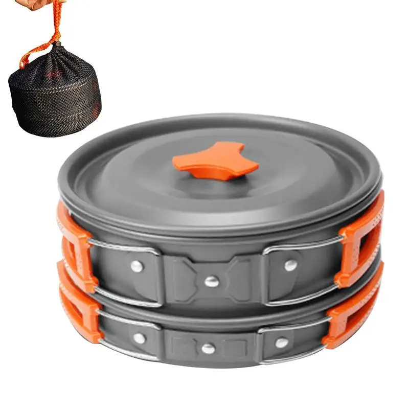 

Camping Cookware Anti Scalding Aluminium Alloy Outdoor Backpacking Gear Non Stick Campfire Utensils With Sauce Pot Frying Pan