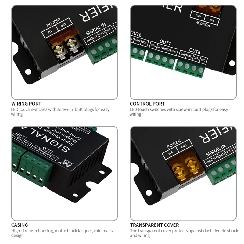 8-канальный усилитель сигнала светодиодной ленты WS2812 5 В SPI TTL выход для WS2811 WS2815 WS2813