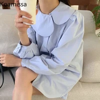 koamissa office lady sweet shirt mini short dress long sleeves kawaii solid dresses female chic korea women fashion vestidos