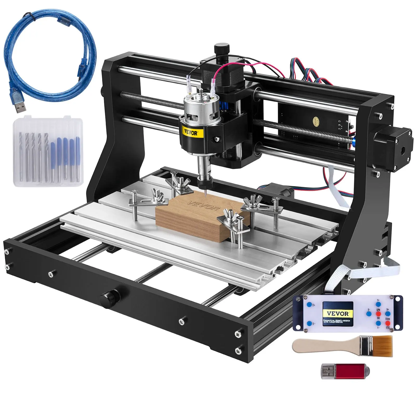 

VEVOR CNC 3018 Pro 3 Axis CNC Router Kit GRBL Control CNC Engraving Machine Offline Controller & 10PCs CNC Router Bits 1/8\"CNC