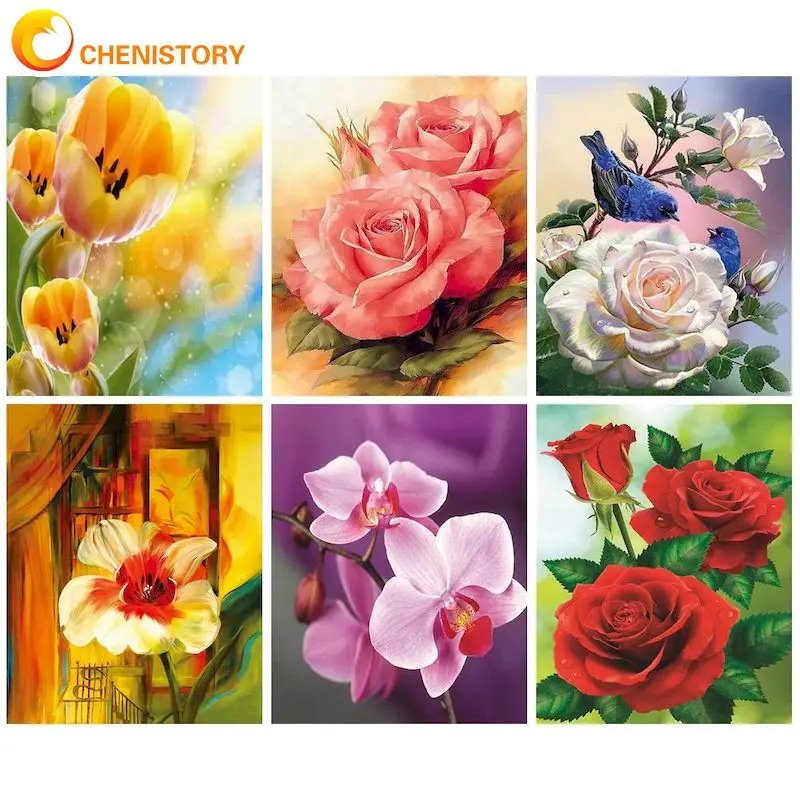 

CHENISTORY Modern 5D Diamond Painting Adults Crafts Full Diamond Embroidery Elegant Flowers Mosaic Painting Handicraft Gift
