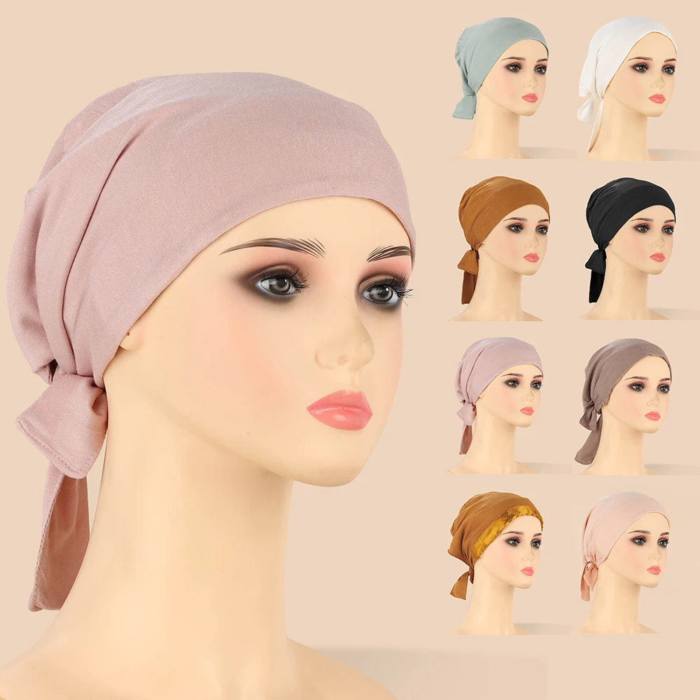 Женский Эластичный Атласный Хиджаб В Традиционном Мусульманском Стиле