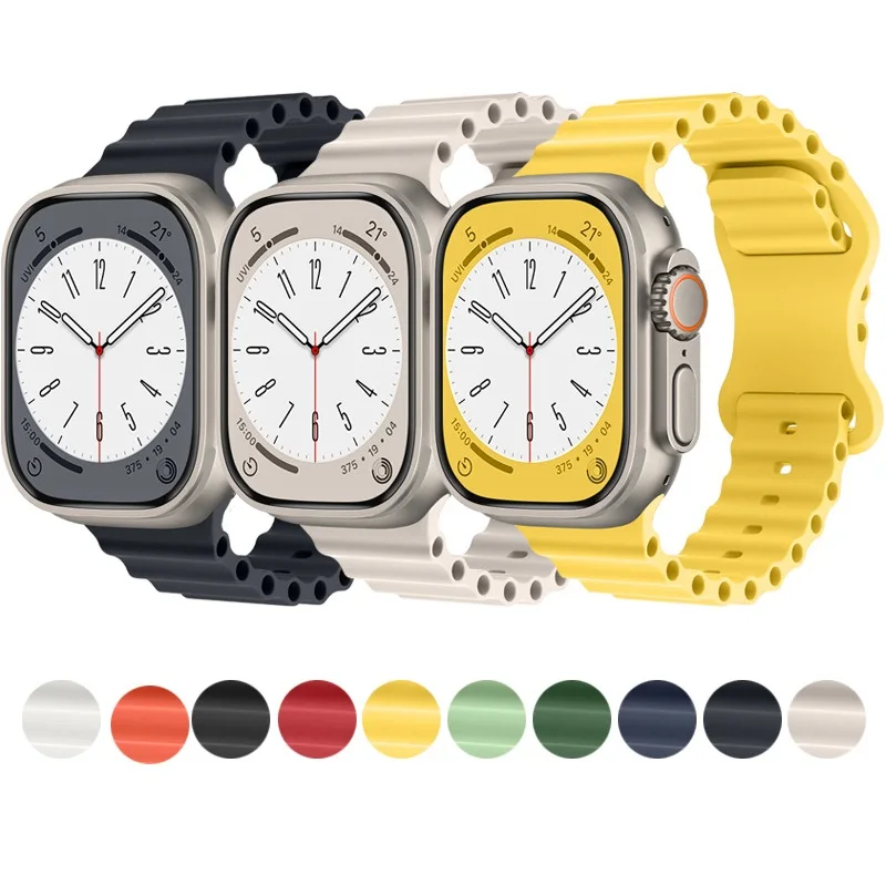 

Ремешок Океанский для Apple watch band series 8 ultra, браслет для смарт-часов iWatch series 7 6 se 5, 20 шт., 49 мм 45 мм 41 мм 44 мм 40 м 42 мм 38 мм