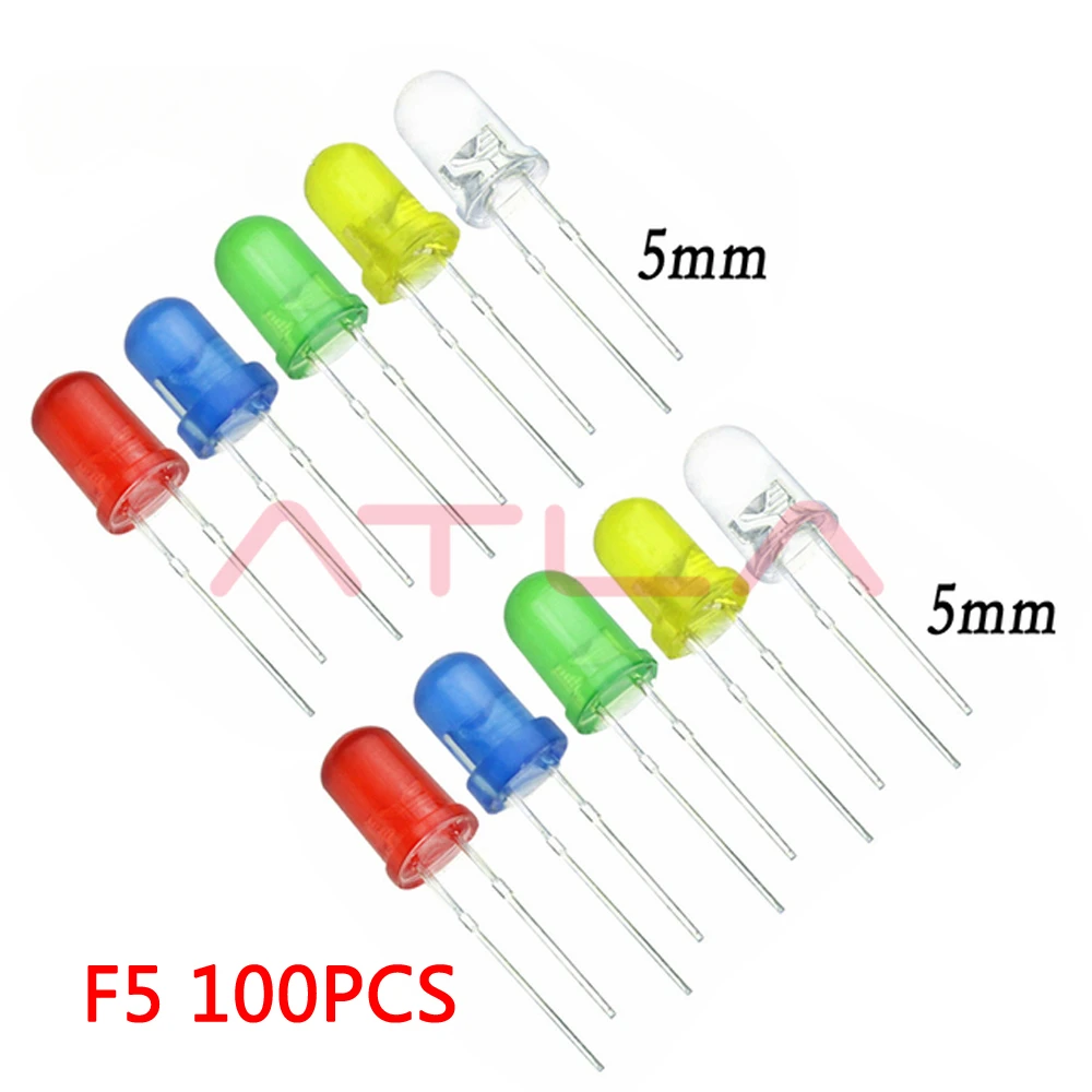 100 шт./лот 5 цветов F5 мм круглый светодиодный набор в ассортименте Ультраяркий