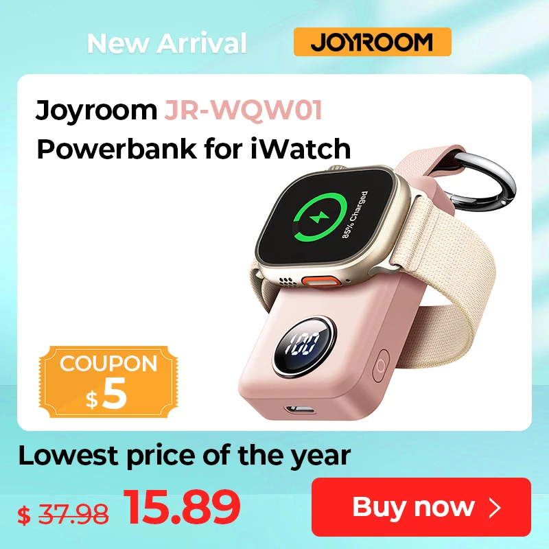 

Joyroom Pink Portable Wireless Charger for Apple Watch Series 8/Ultra/7/6/5/4/3/2/SE 2000mAh iWatch Charger Magnetic Power Bank