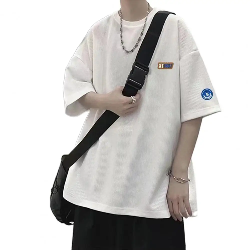 

Trendy Men T-shirt Super Breathable Baggy Pullover Energetic Simple Casual Men T-shirt