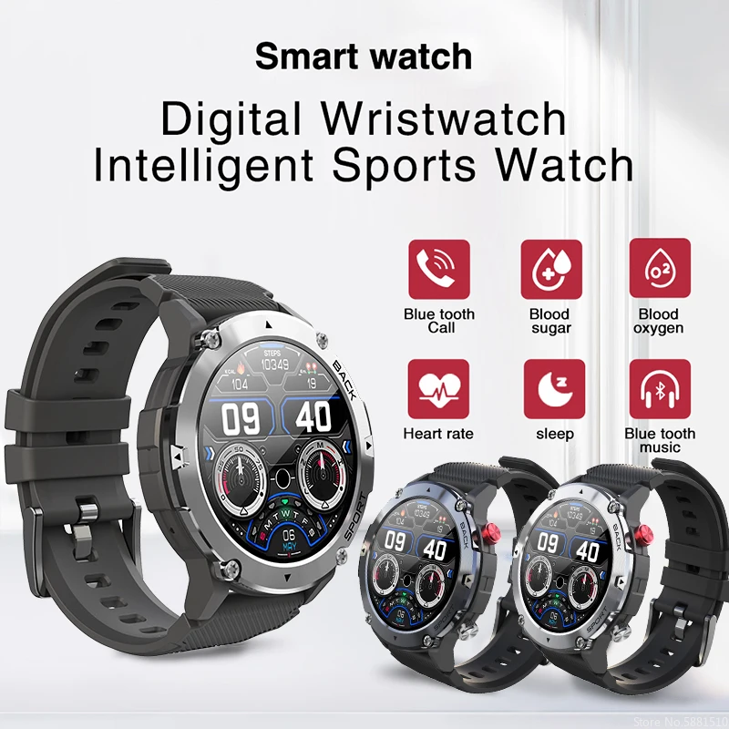 

Смарт-часы мужские с поддержкой Bluetooth 1,32 и пульсометром, 300 мАч