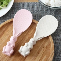 hot new rice scoop rice shovel cute rabbit wheat straw rice spoon standing rice spoon non stick