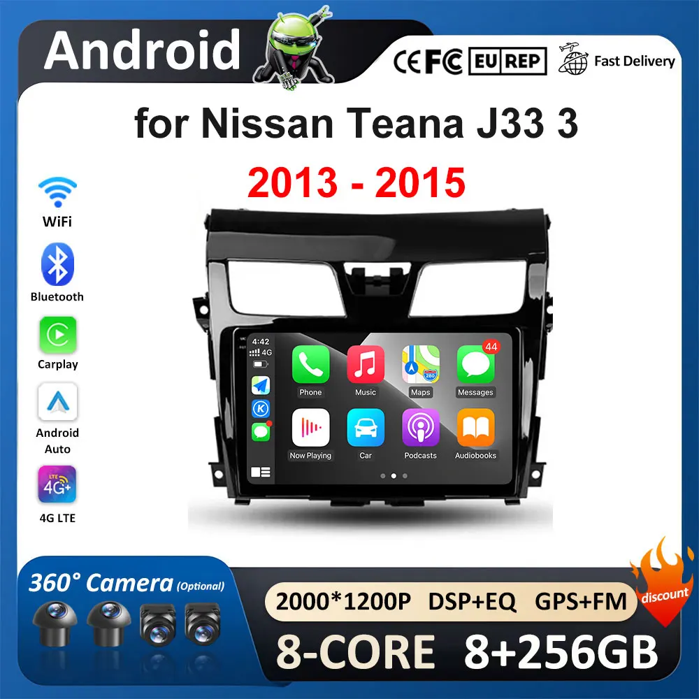 Carplay для Nissan Teana J33 3 2013 - 2015 Android Авторадио автомобильный мультимедийный плеер DSP