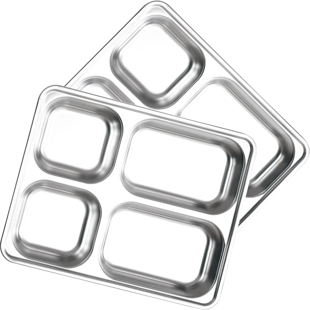 

Divided Tray Plate Compartment Lunch Stainless Steel Holder Plates Restaurant Home Supplies