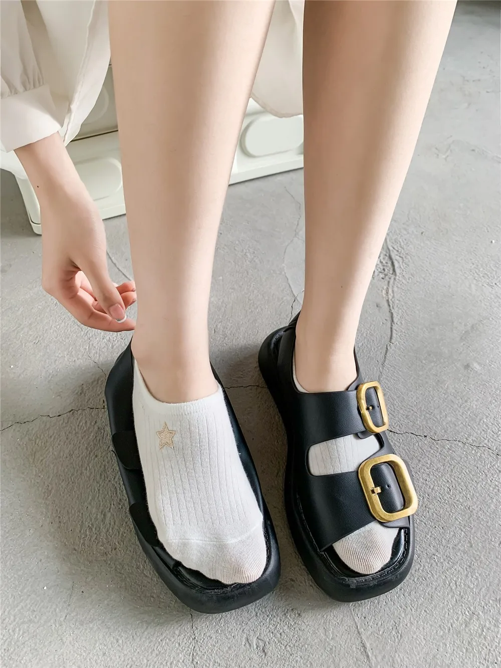 10pairs Spring And Summer Cotton Sweet Star Trend Women's Invisible Socks Japanese Personality Embroidery Cartoon Boat Socks