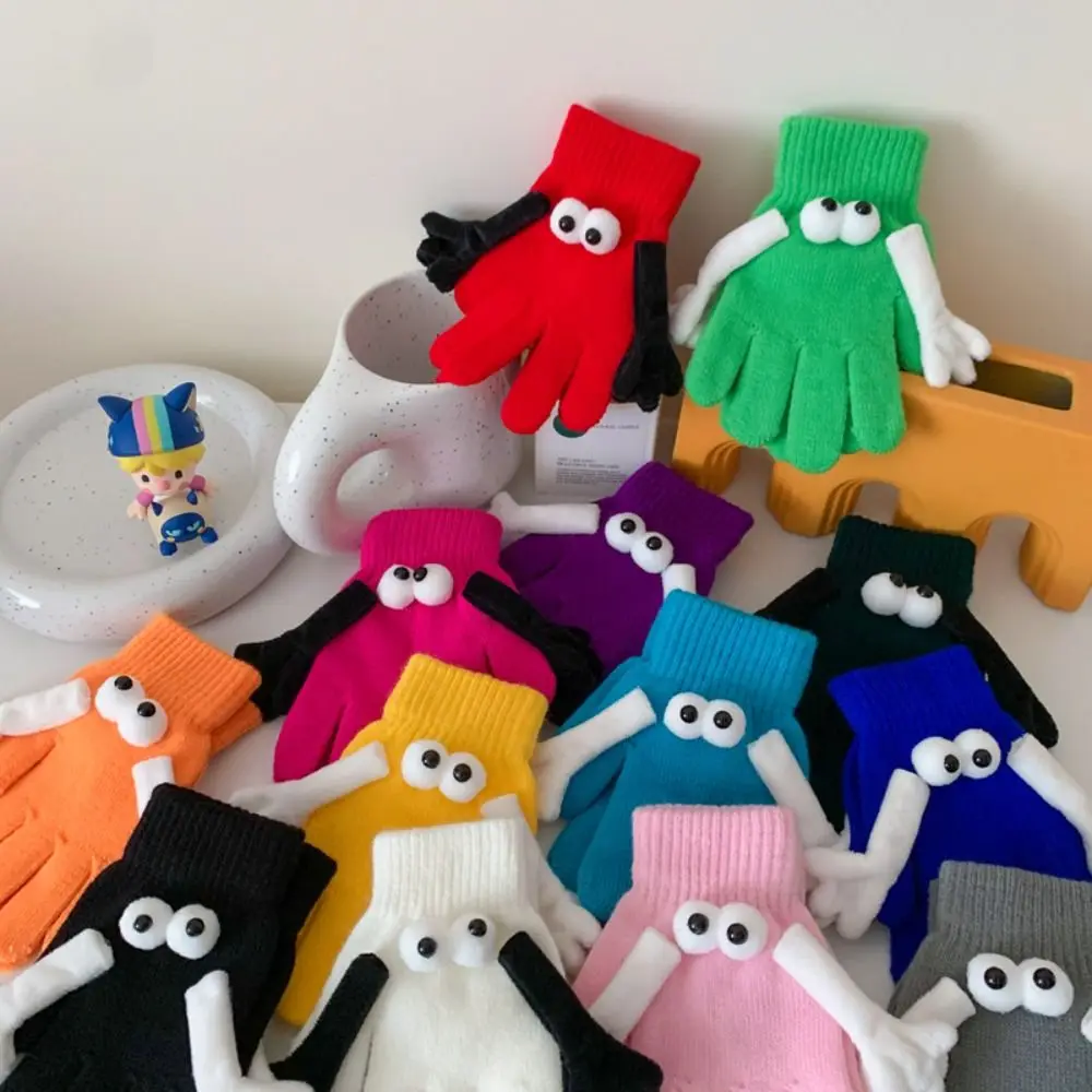 

Большие магнитные вязаные перчатки ручной работы, перчатки с открытыми пальцами для сенсорного экрана, детские перчатки, мягкие теплые