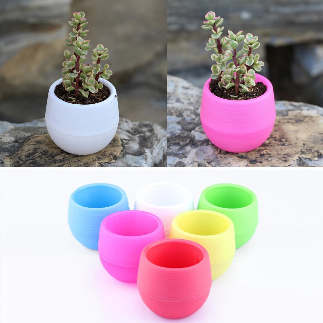 

Home Mini Desk Flower Pots Colourful Round Resin Plant Flower Pot Succulents Pot Garden Home Office Decor Nursery Pots 1PC